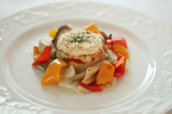 スモークサーモンとじゃがいもの重ね焼き