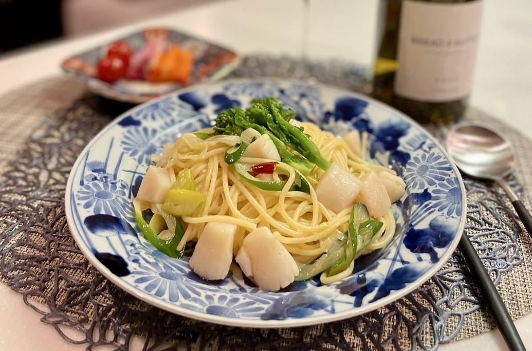 帆立と下仁田葱のパスタ